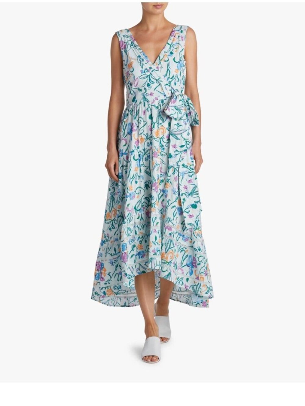 Floral Wrap Maxi Dress in Cream with Multicolor Print